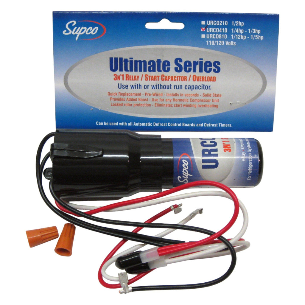 SUPCO Refrigerator Relay Overload Start Capacitor URC0410 1/4 1/3 HP 3 n' 1