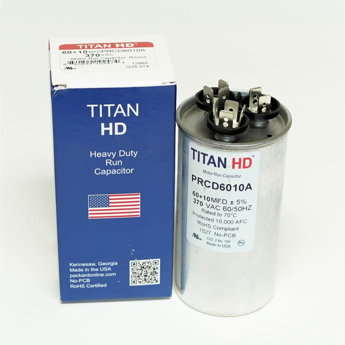 TitanHD PRCD6010A American-Made HVAC Round Motor Run Dual Capacitor. 60/10