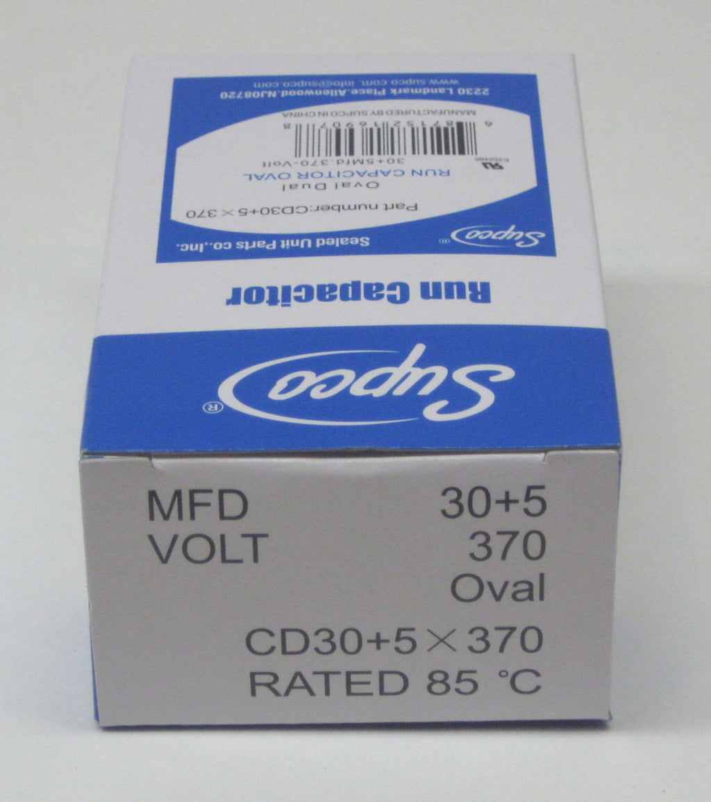 Air Conditioning HVAC Oval Dual Motor Run Capacitor 30 + 5 MFD 370 Volt