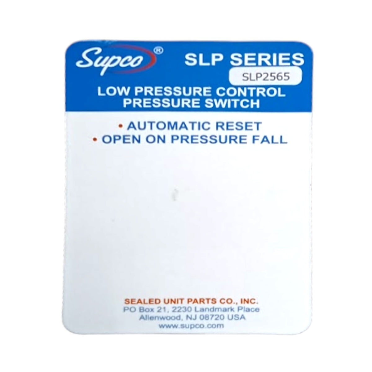 Supco SLP2565 Low Pressure Switch Open: 25 PSI Close: 65 PSI HVAC Refrigeration.