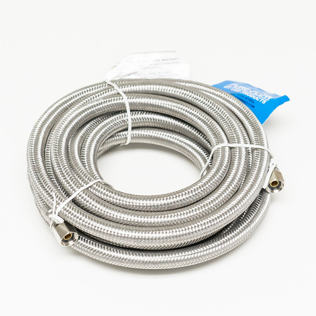 Stainless Steel Braided Ice Maker Water Connector 180" 15' X 1/4" Lead Free