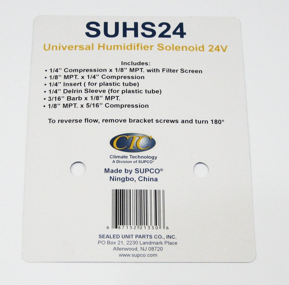 Supco UHS24 Humidifier Solenoid Valve for Aprilaire 4040 General 990-53