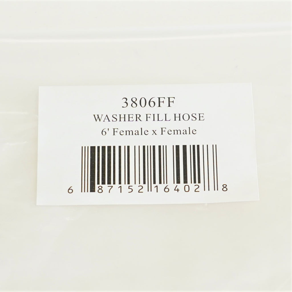 Supco 3806FF Washer & Dishwasher 6' Fill Hose Female x Female Fittings