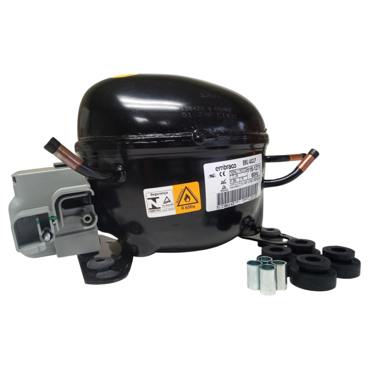 Embraco EMU40CLP Compressor 1/8HP 393 Btu/h R-600a 115V