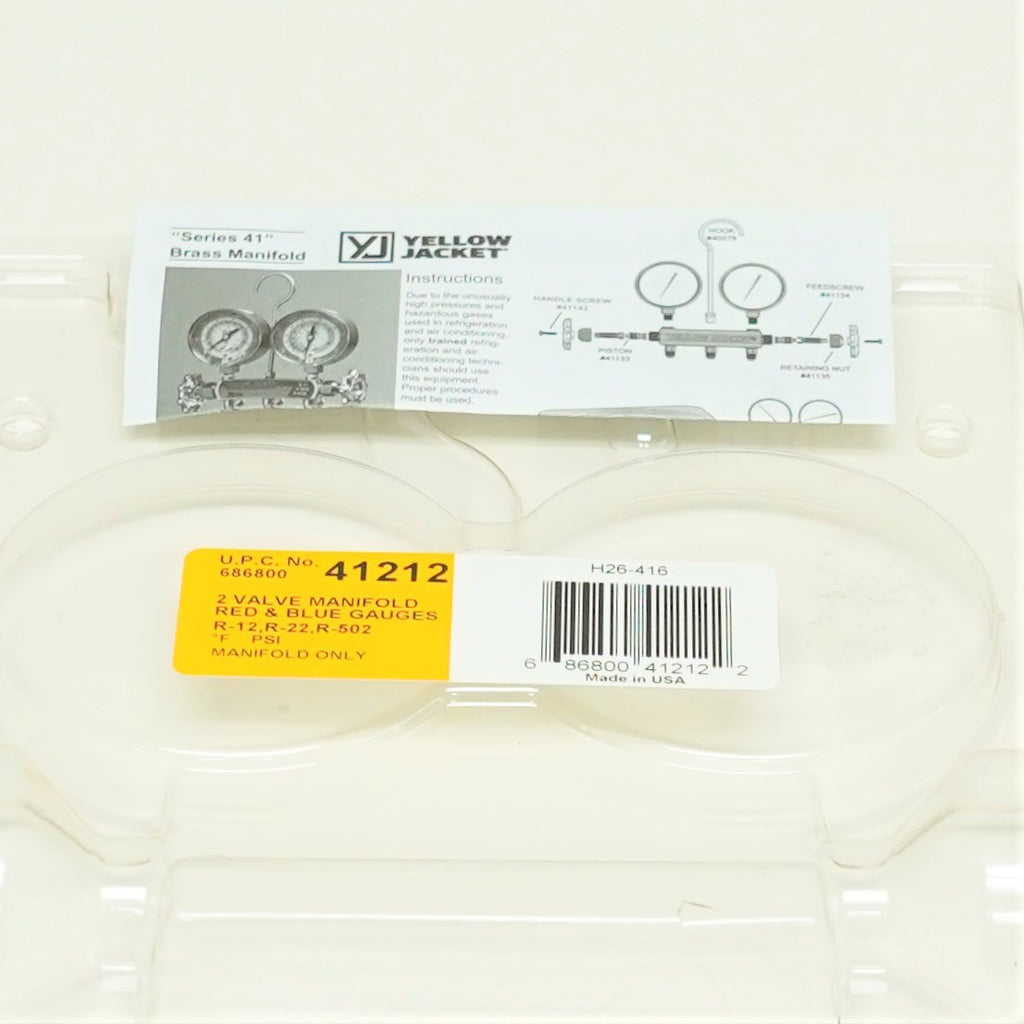 Yellow Jacket 41212 HVAC-R Charging Manifold with 2-1/2" Gauges for R12/22/502