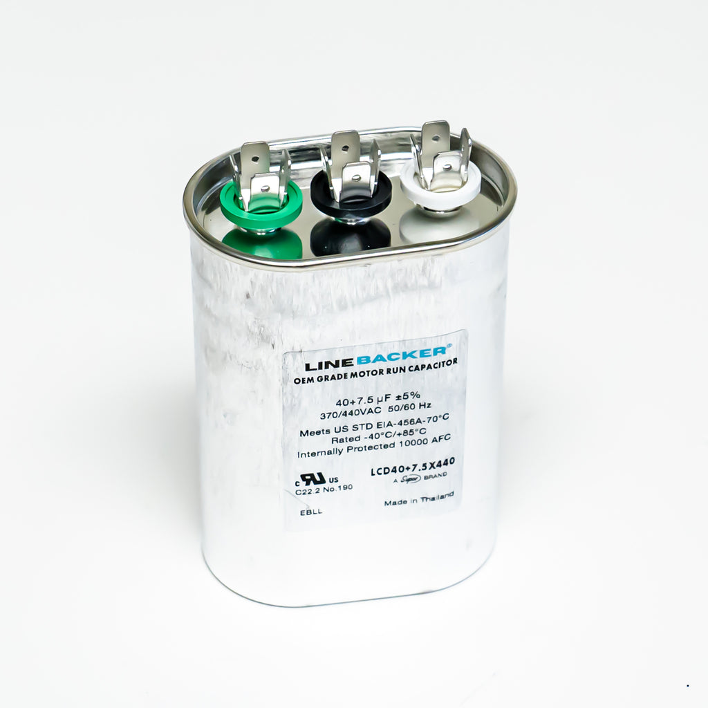 Supco Capacitor Oval Dual Run 40 + 7.5 uf mfd 370/440 Volts for HVAC Motors