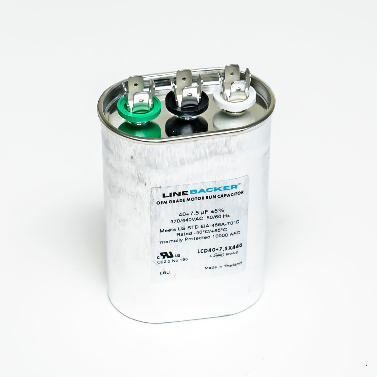 Supco Capacitor Oval Dual Run 40 + 7.5 uf mfd 370/440 Volts for HVAC Motors