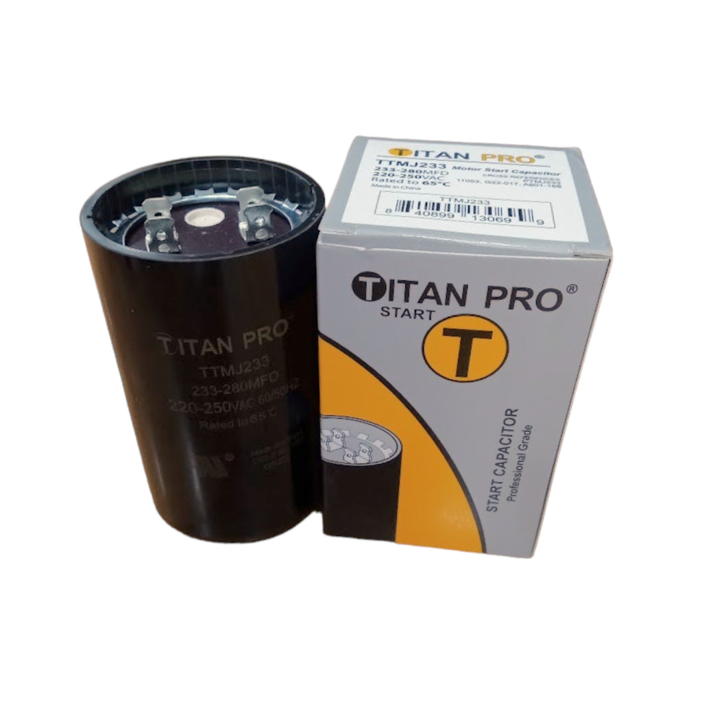 Titan Pro TTMJ233 Motor Start Capacitor 233-280 MFD UF / 220-250 VAC