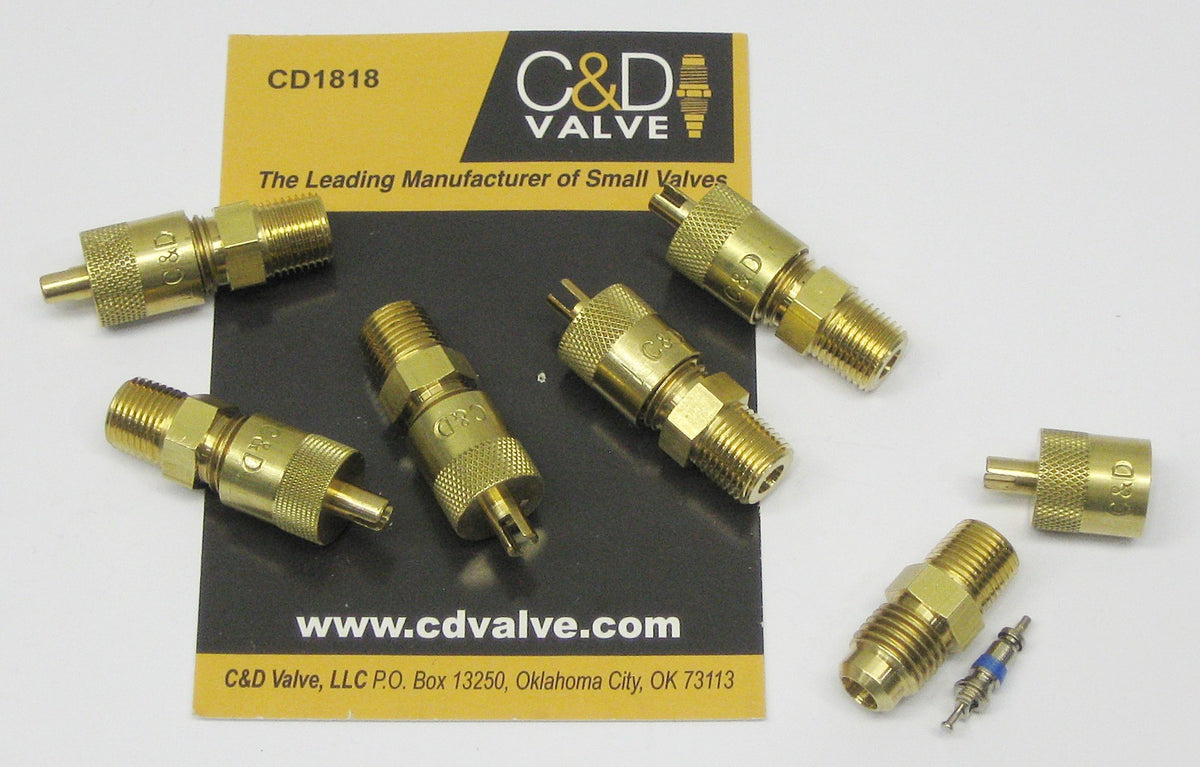 C&D Valve CD1818 Package of 6 1/4" male flare access x 1/8" MPT body