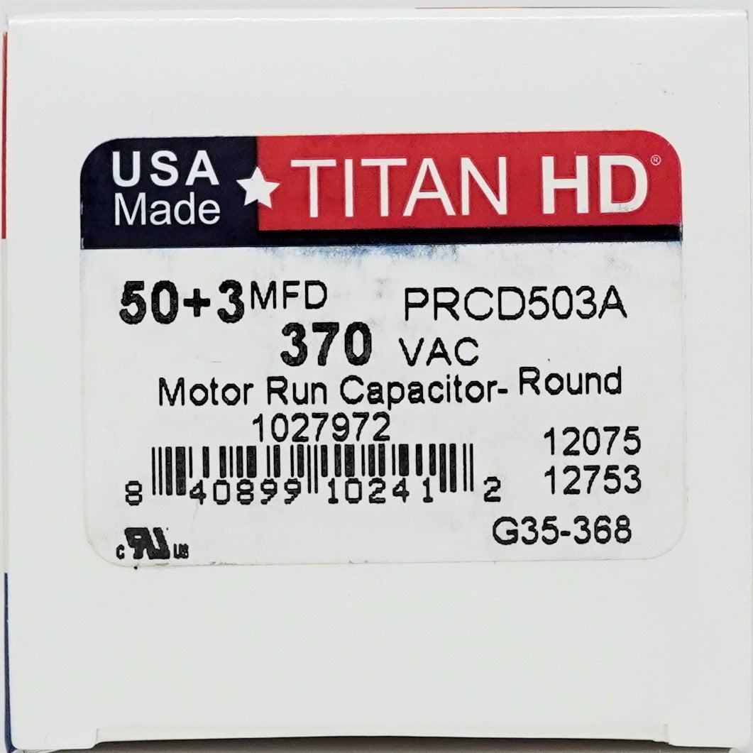TitanHD PRCD503A American-Made HVAC Round Motor Run Dual Capacitor 50/3 MFD/UF