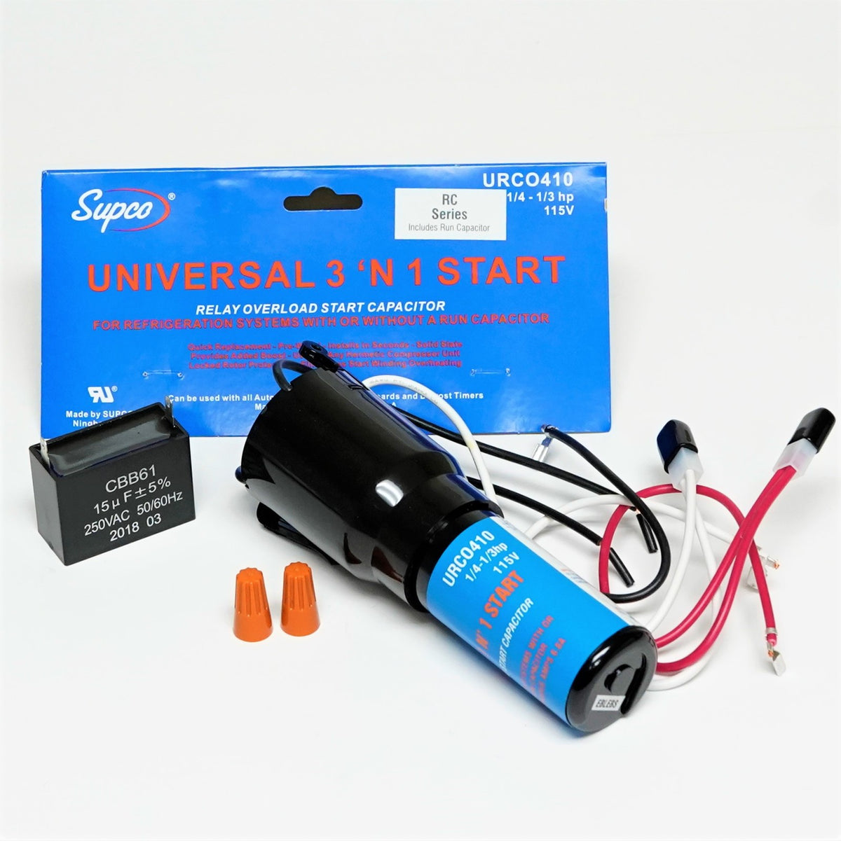 Supco URCO410RC 4 'N 1 Refrigerator Relay, Overload, Start and Run Capacitor