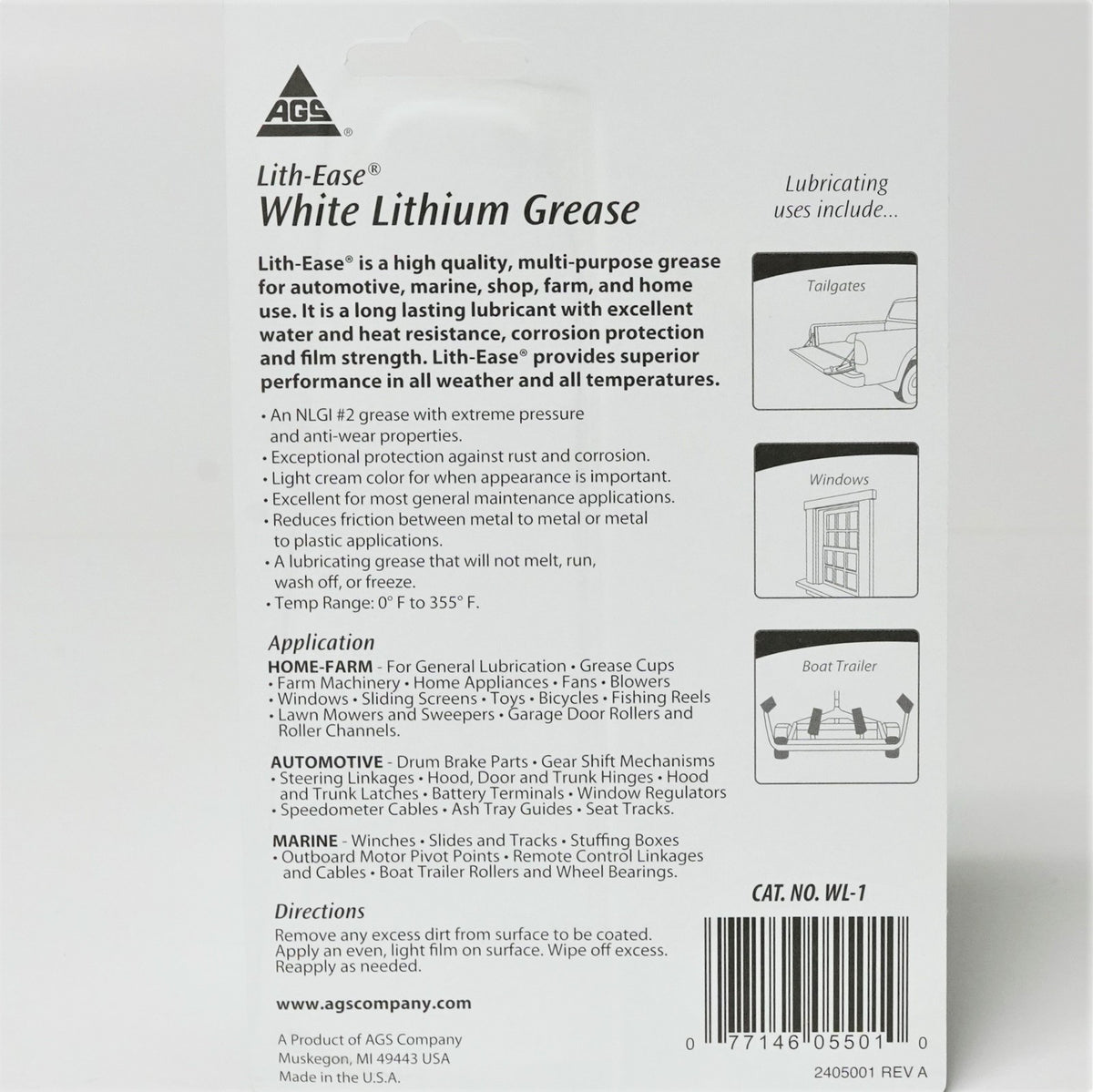 AGS Lith-Ease White Lithium Grease 1.25 Ounce Tube
