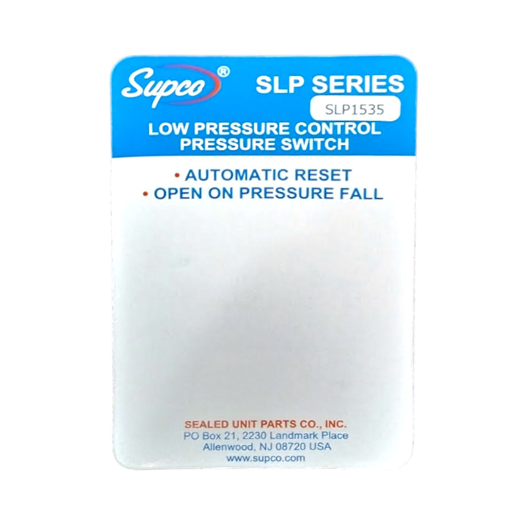 Supco SLP1535 Low Pressure Switch Open: 15 PSI Close: 35 PSI HVAC Refrigeration