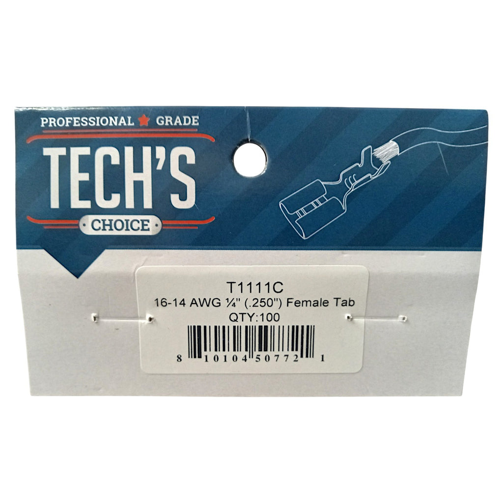 Wire Terminal Connector High Temp Female 1/4" for 14-16 AWG Wire 100 Pack T1111C