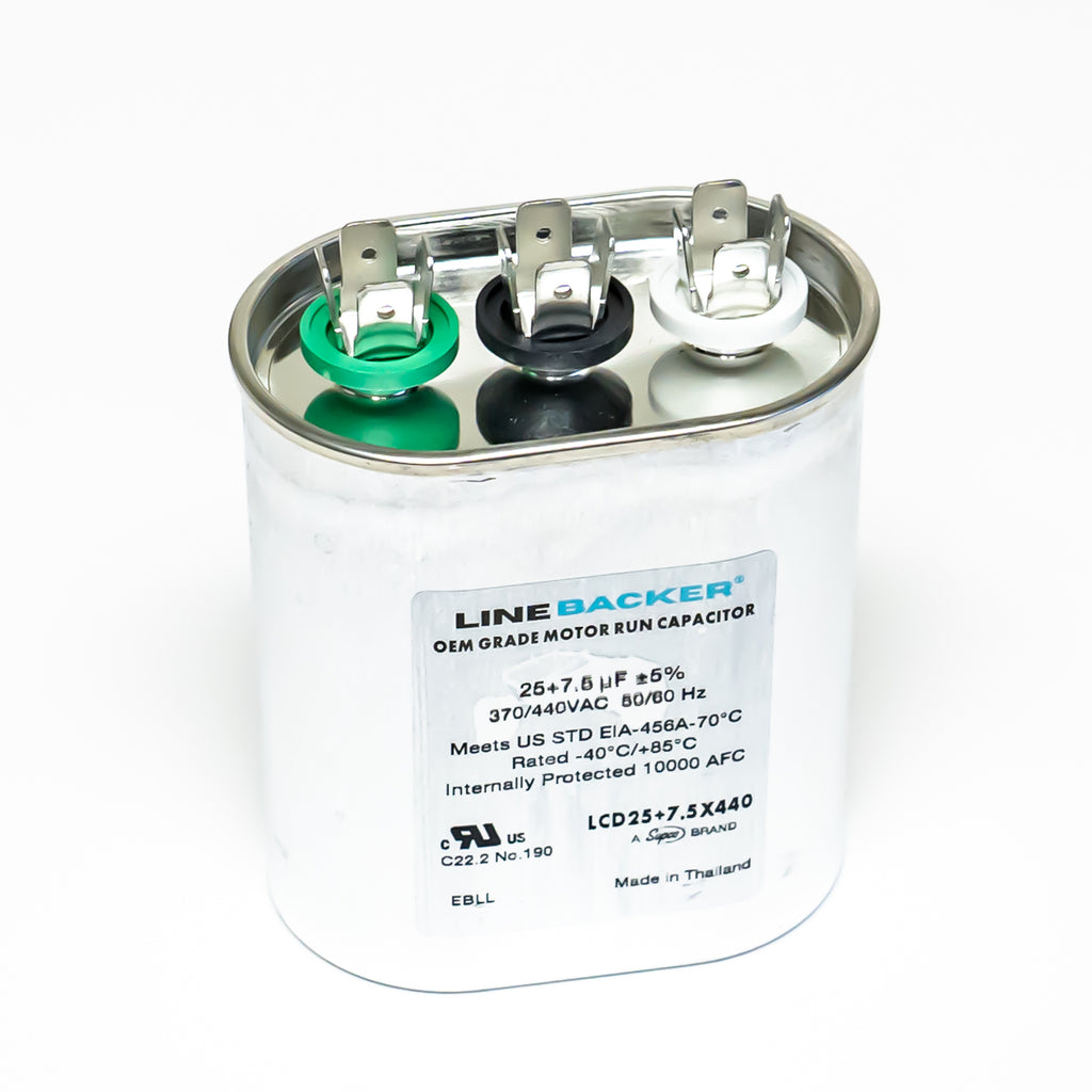 Supco Capacitor Oval Dual Run 25 + 7.5 uf mfd 370/440 Volts for HVAC Motors