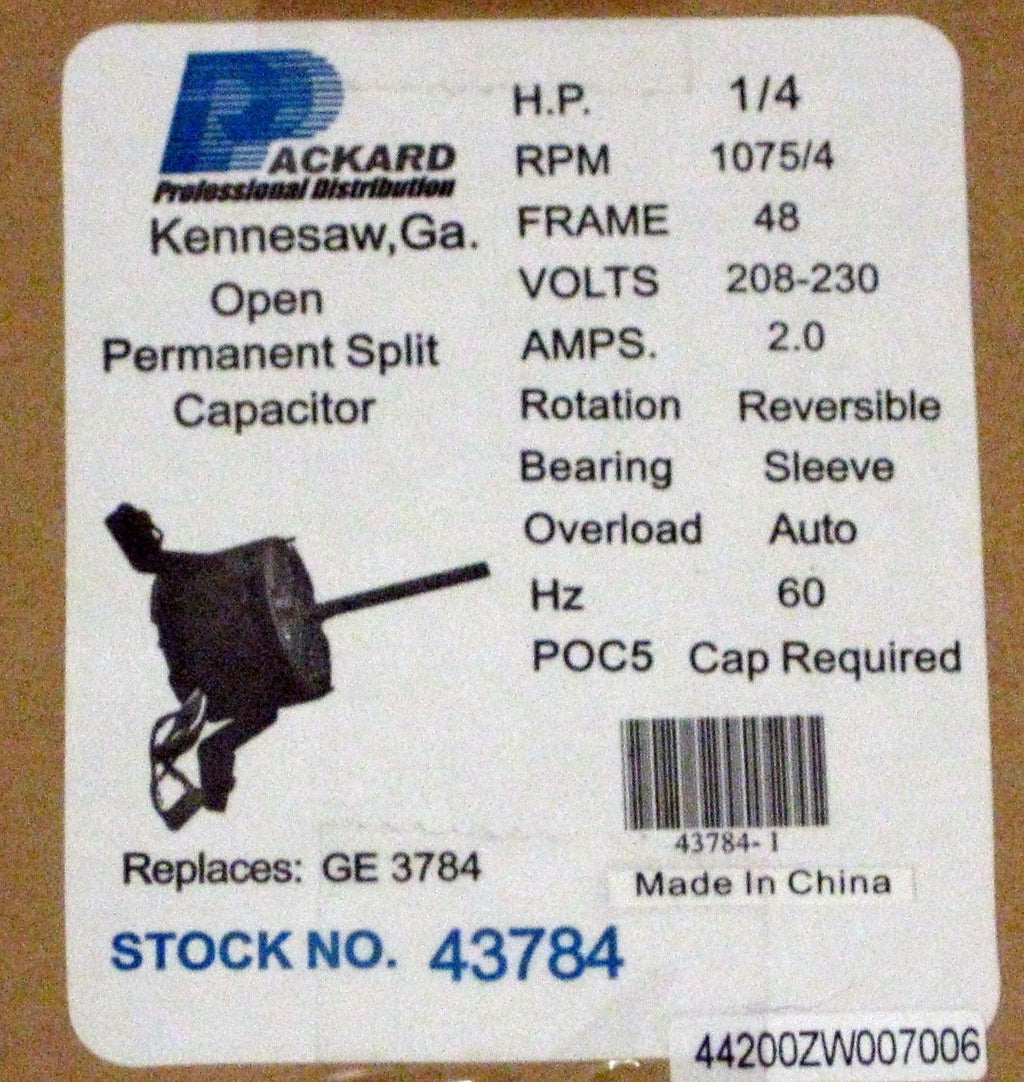 43784 A/C Blower Motor 1/4 HP 230 V 1075 RPM for Goodman Janitrol B13400313S