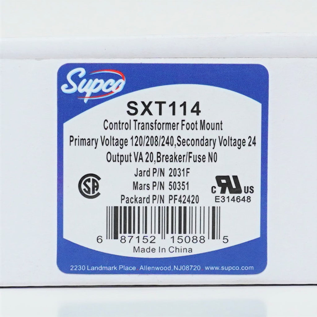 Supco SXT114 20VA HVAC Transformer 120/208/240 Volts x 24 Volt Foot Mount