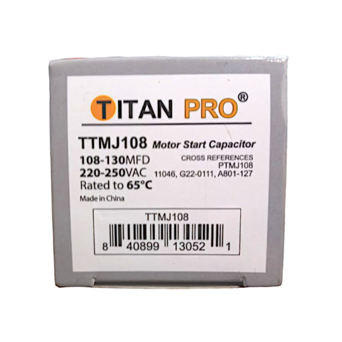 Packard PTMJ105 Motor Start Capacitor. 105-126 MFD UF / 220-250 VAC