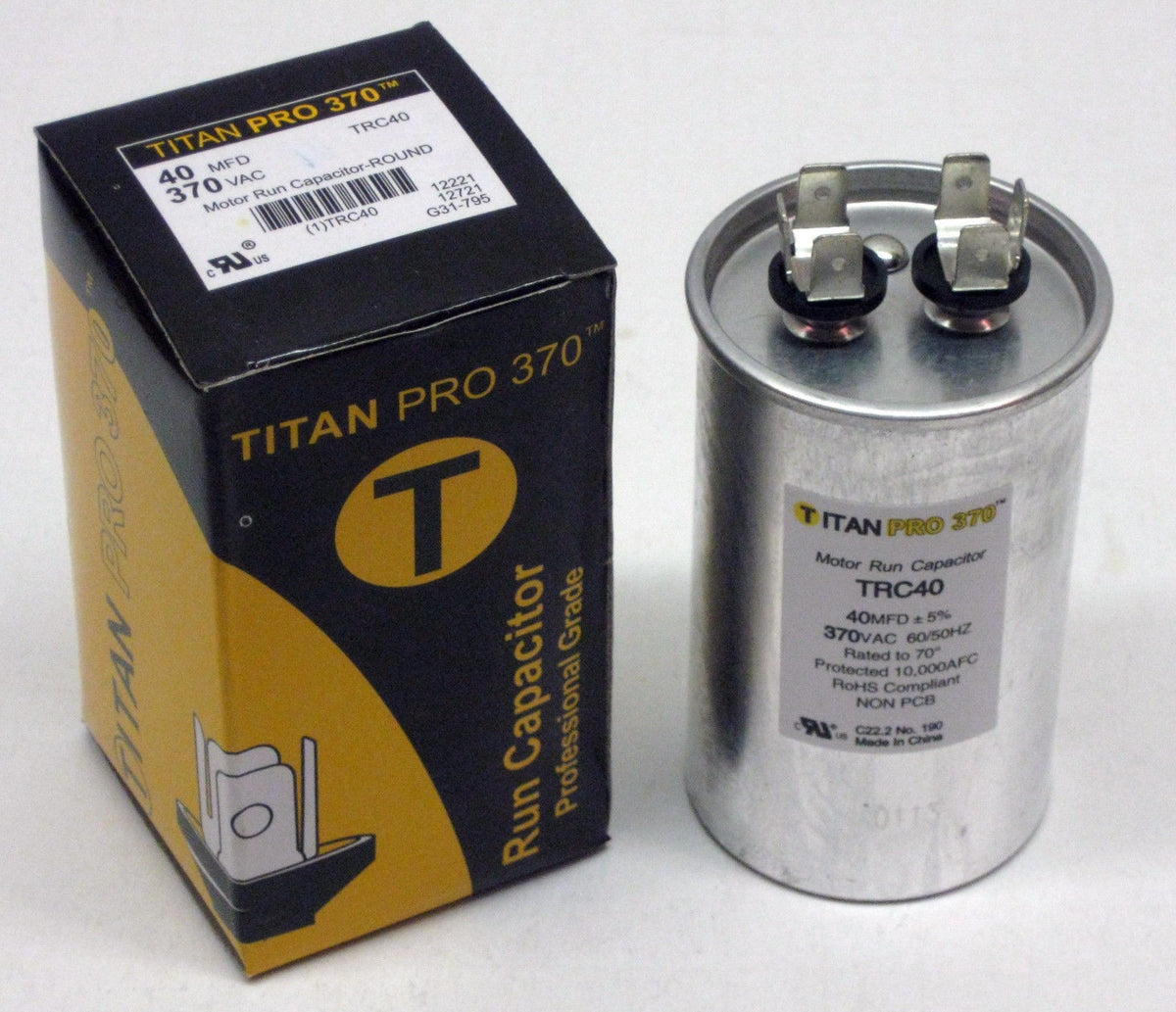TitanPro TRC40 HVAC Round Motor Run Capacitor. 40 MFD/UF 370 Volts