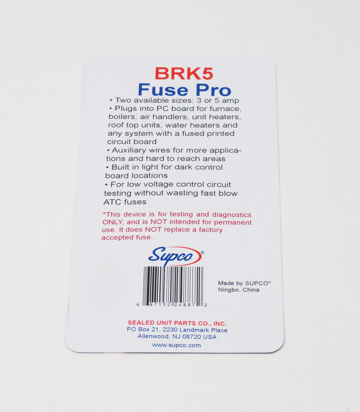 Supco BRK5 Fuse Pro 5 AMP Tester with Light