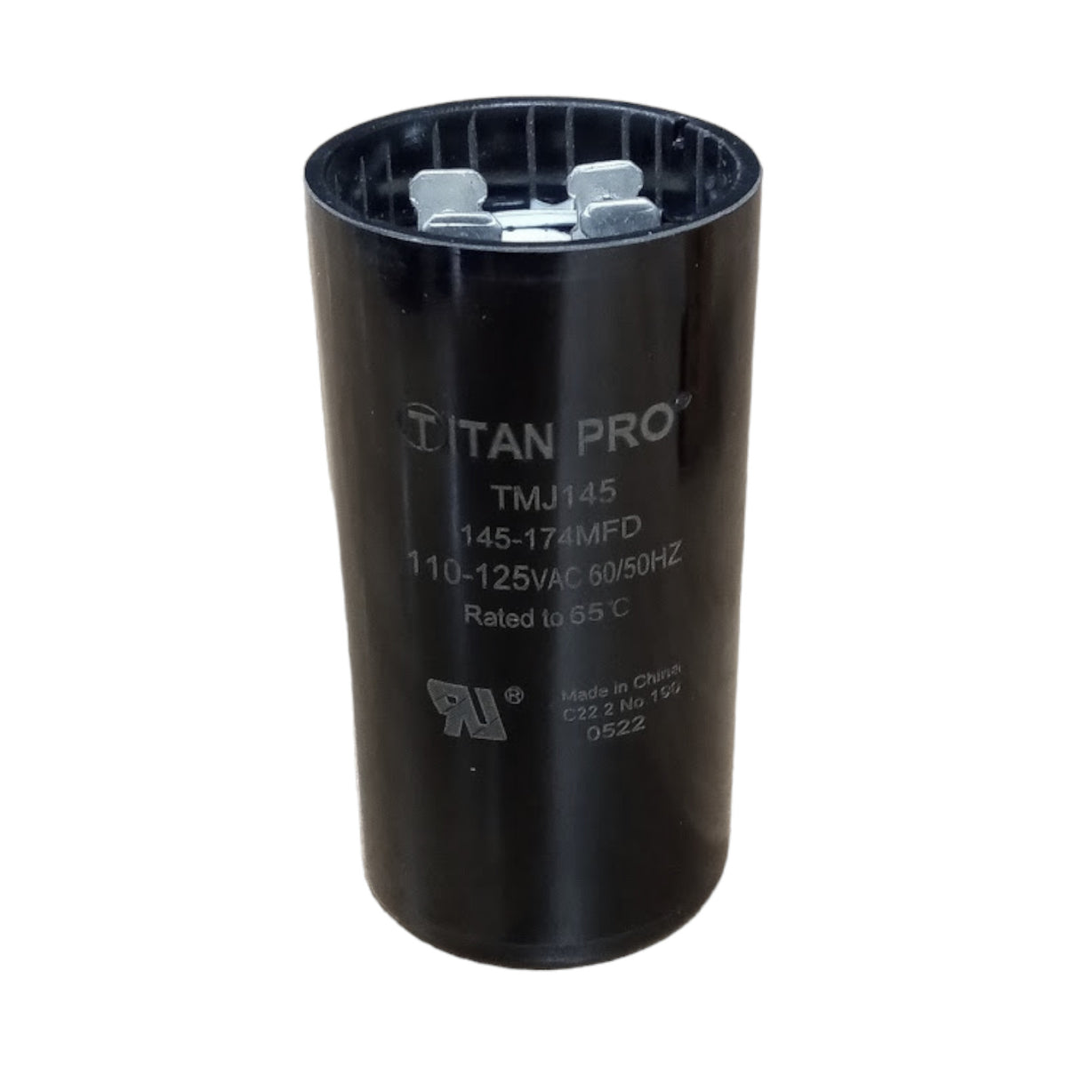 Titan Pro TMJ145 Motor Start Capacitor 145-174 MFD UF / 110-125 VAC