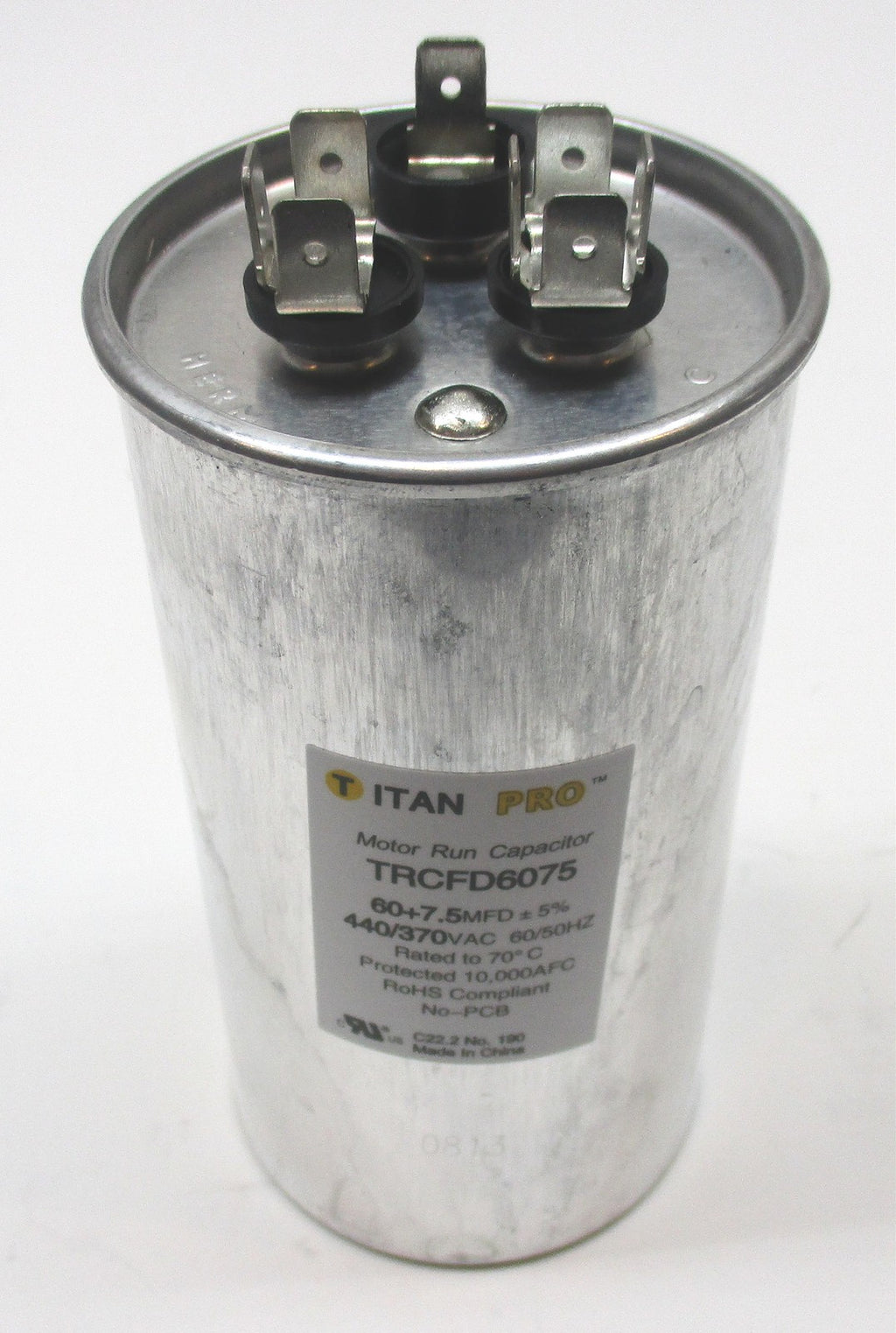 TitanPro TRCFD6075 HVAC Round Dual Motor Run Capacitor 60/7.5 MFD/UF440/370