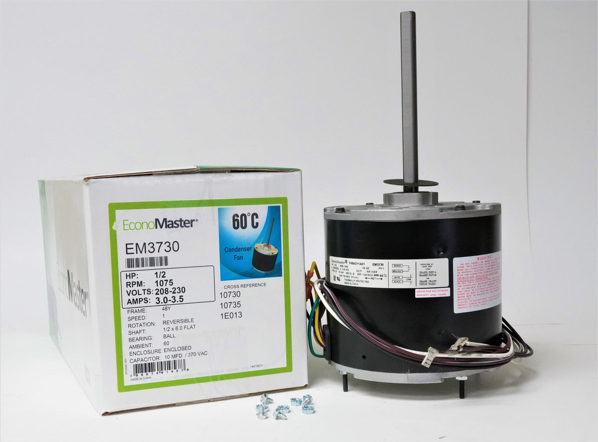 Air Conditioner Condenser Fan Motor 1/2 HP 230 Volts 1075 RPM EM-3730