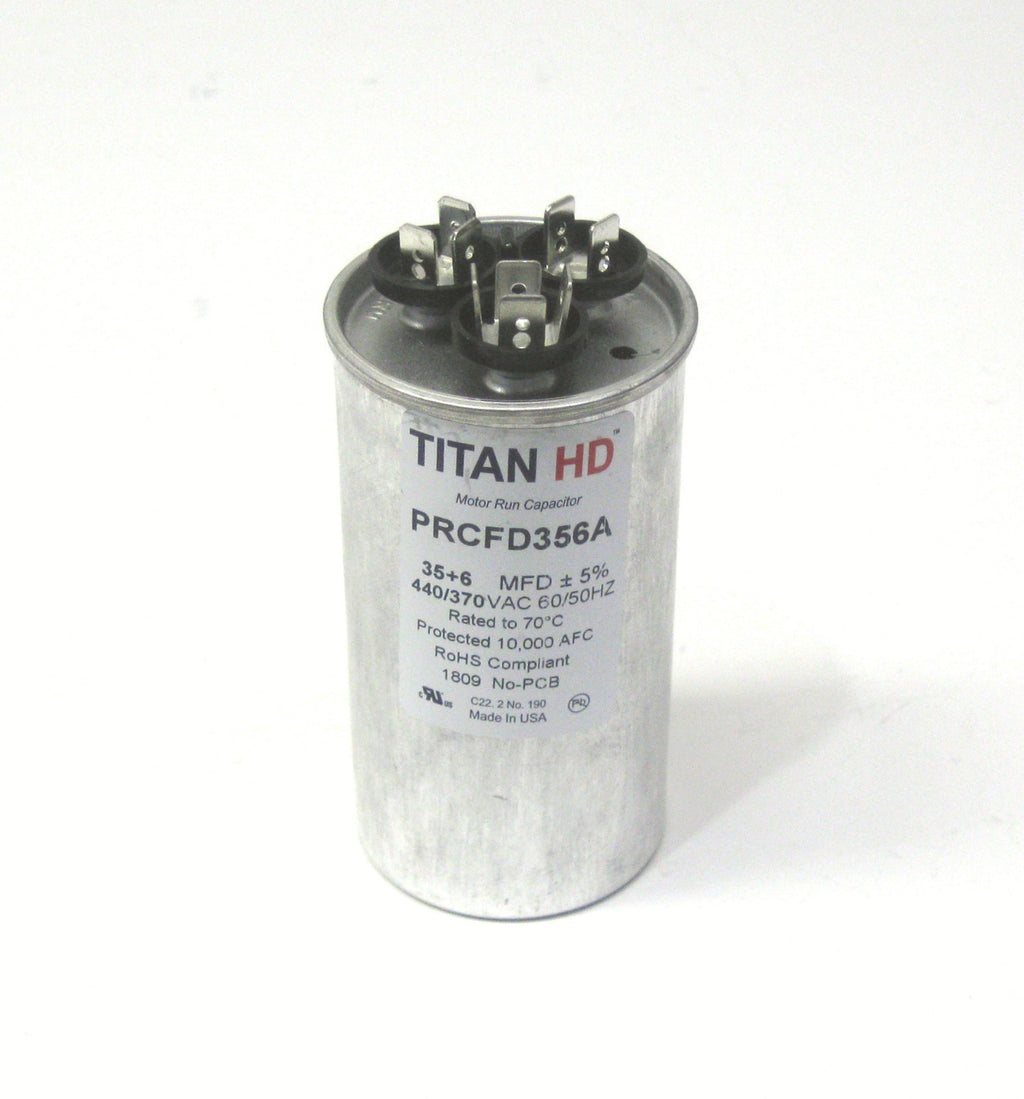 TitanHD PRCFD356A American-Made HVAC Round Run Dual Capacitor 35/6 MFD 440 Volts