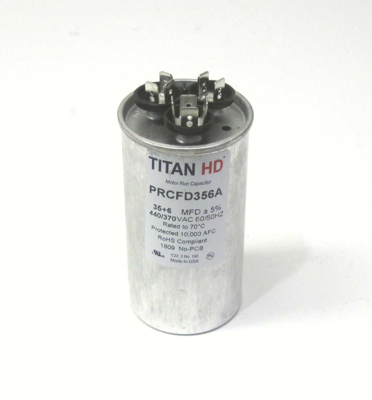 TitanHD PRCFD356A American-Made HVAC Round Run Dual Capacitor 35/6 MFD 440 Volts