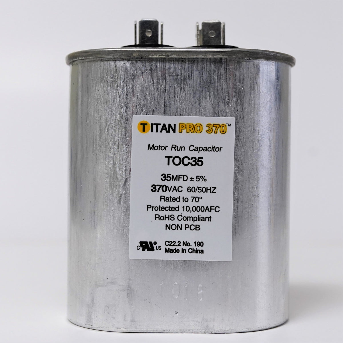 TitanPro TOC35 HVAC Oval Motor Run Capacitor 35 MFD/UF 370 Volts