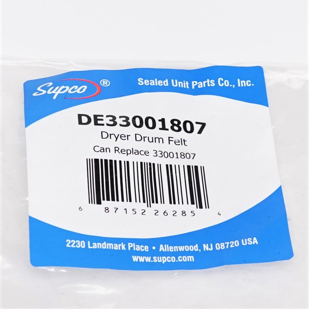 Supco DE33001807 Dryer Drum Felt Replacement for Whirlpool 33001807