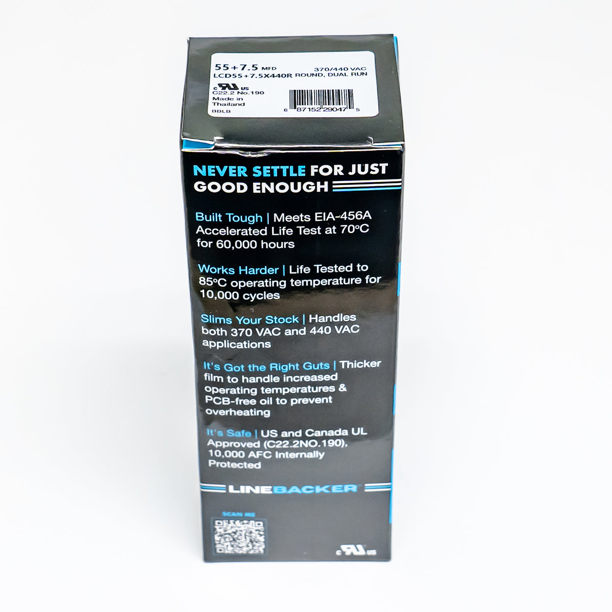 Supco Capacitor Round Dual Run 55 + 7.5 uf mfd 370/440 Volts for HVAC Motors