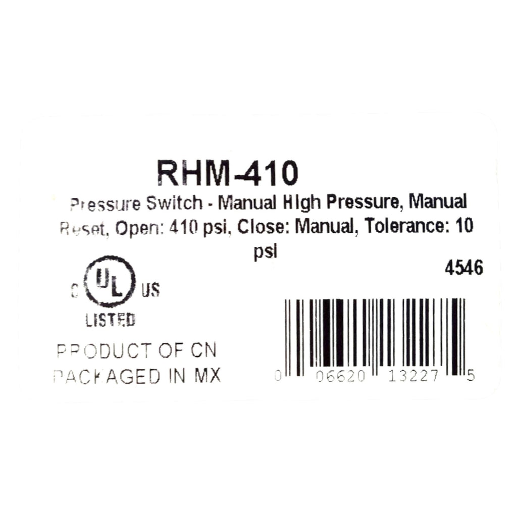 Ranco RHM-410 High Pressure Switch Open 410 PSI Close Manual HVAC Refrigeration