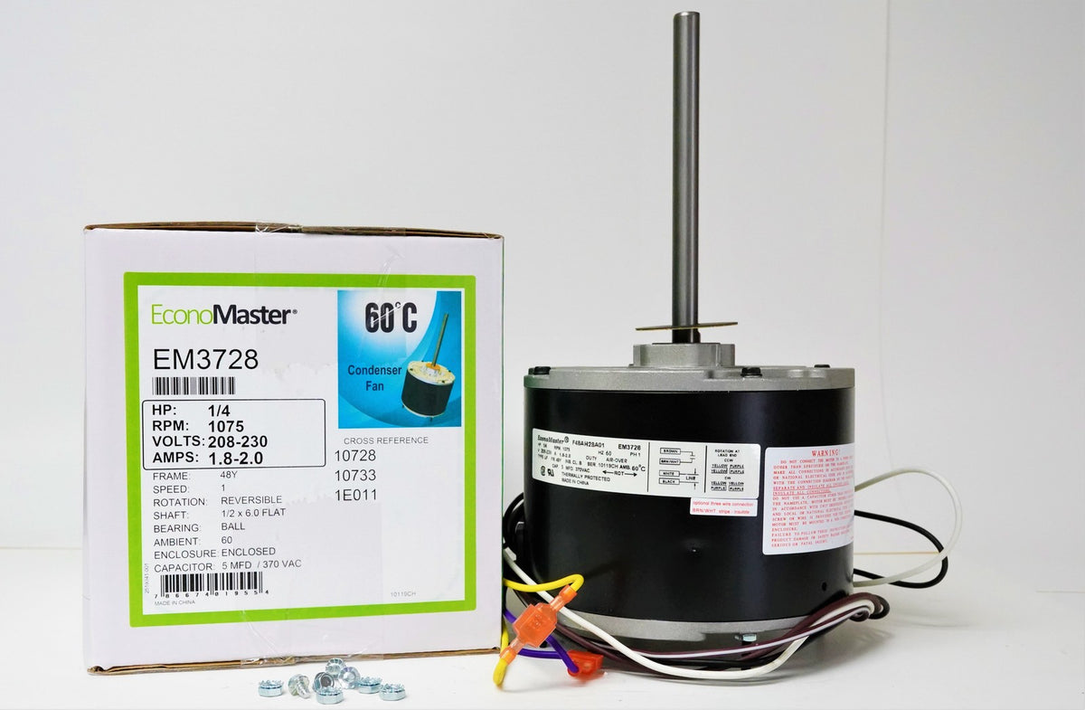 Air Conditioner Condenser Fan Motor 1/4 HP 230 Volts 1075 RPM EM-3728 OGD1026