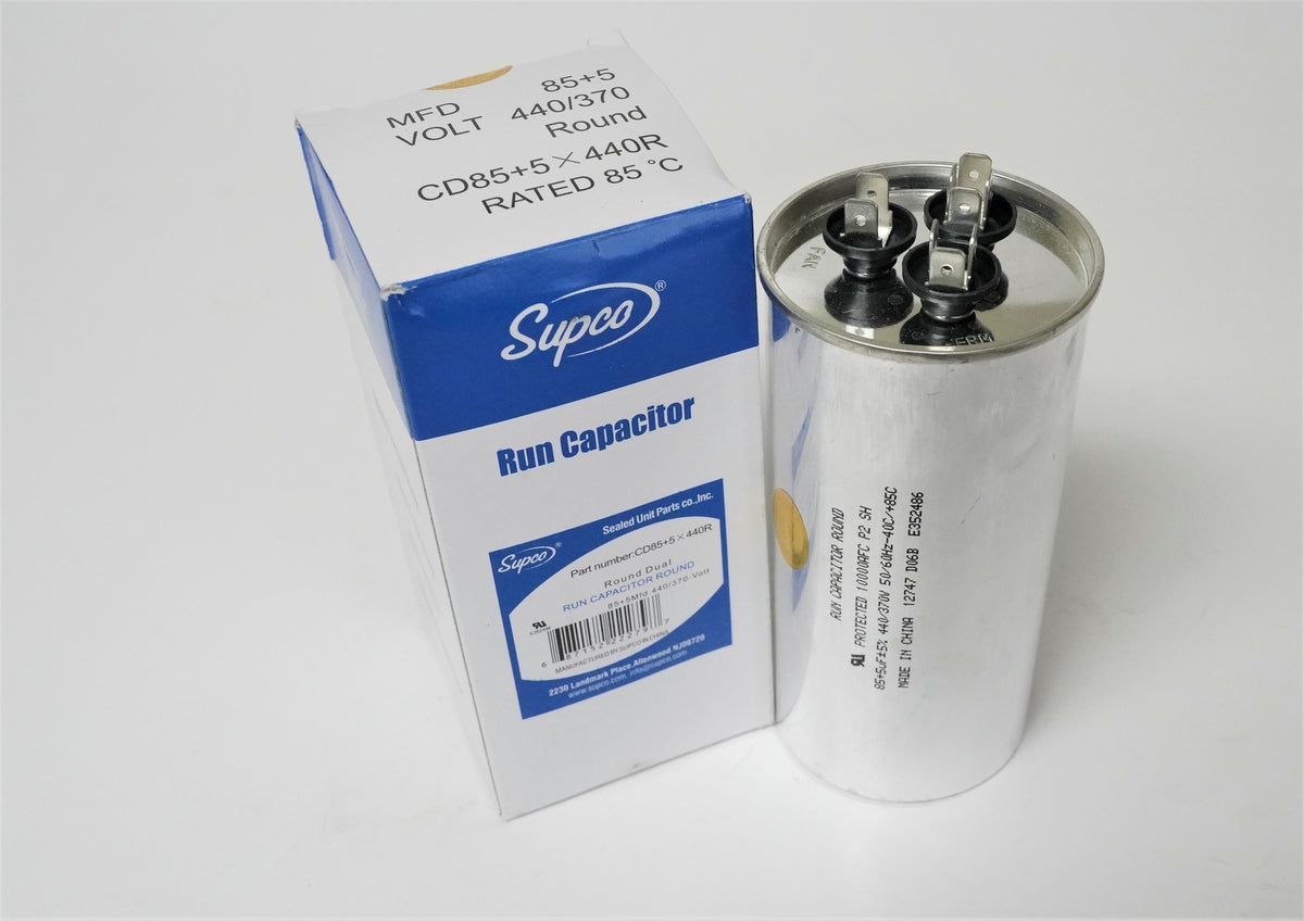 Air Conditioning HVAC Round Dual Motor Run Capacitor 85 + 5 MFD 440 Volt