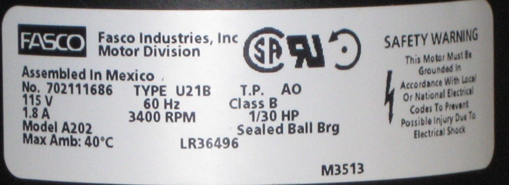 Fasco A202 Furnace Inducer Motor fits 7021-10602 7021-11106 45037-1P 46087-001