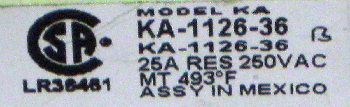 Robertshaw Electric Oven Thermostat KA-1126-36 for Star Bloomfield Wells 66269