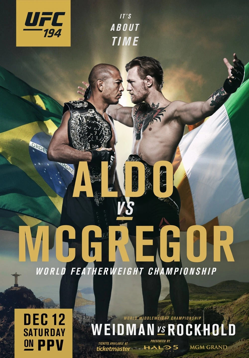 UFC 194 Conor McGregor vs. Jose Aldo Weidman vs Rockhold 11x16 - Poster | Canvas Wall Art Print