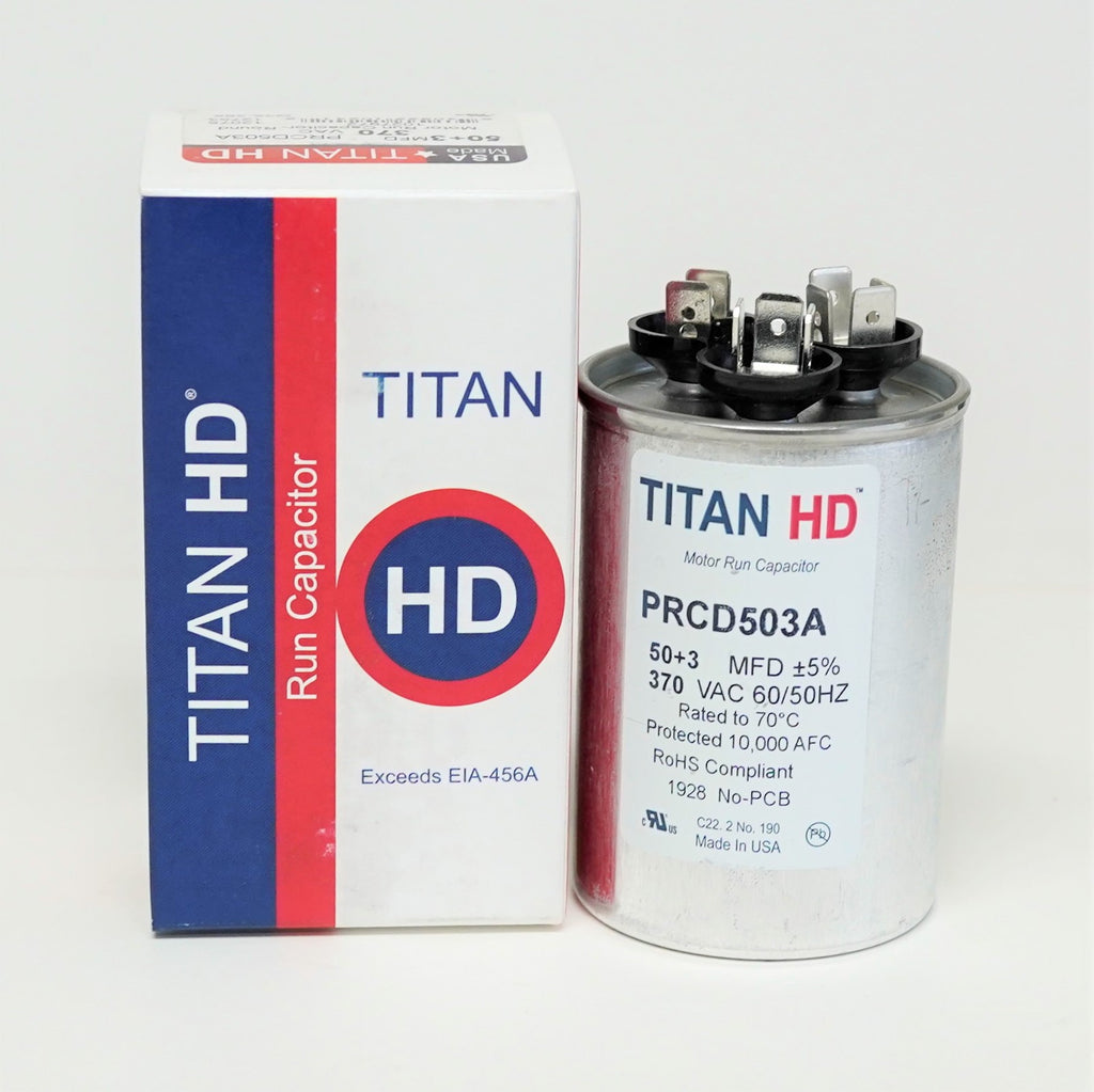 TitanHD PRCD503A American-Made HVAC Round Motor Run Dual Capacitor 50/3 MFD/UF