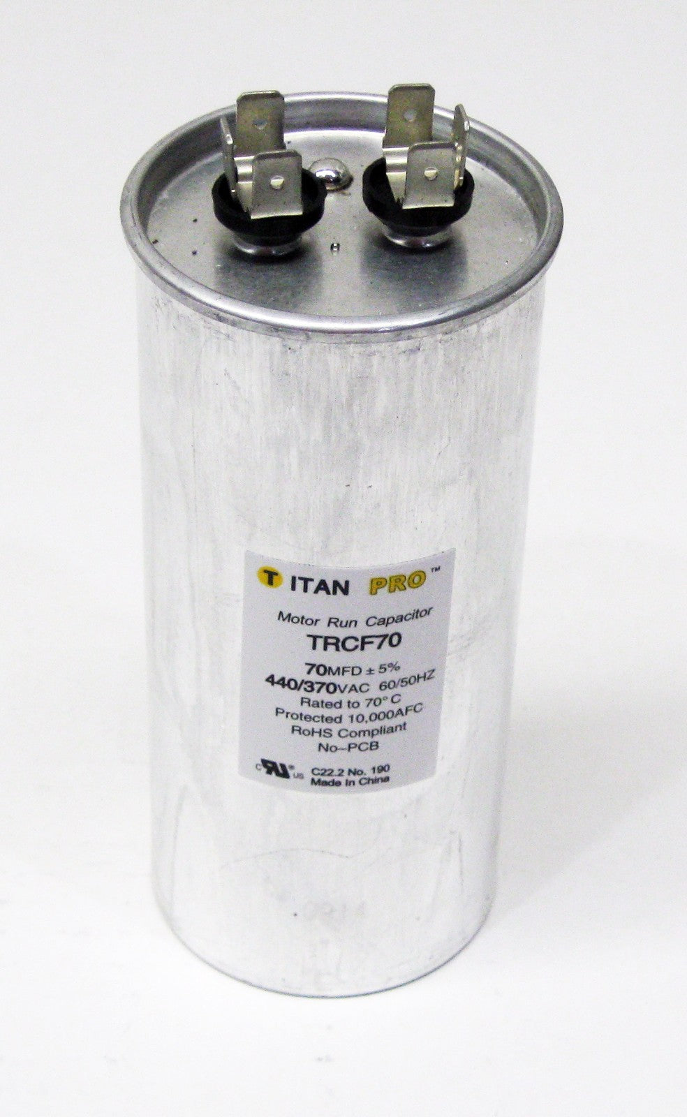 TitanPro TRCF70 HVAC Round Motor Run Capacitor 70 MFD/UF 440/370 Volts