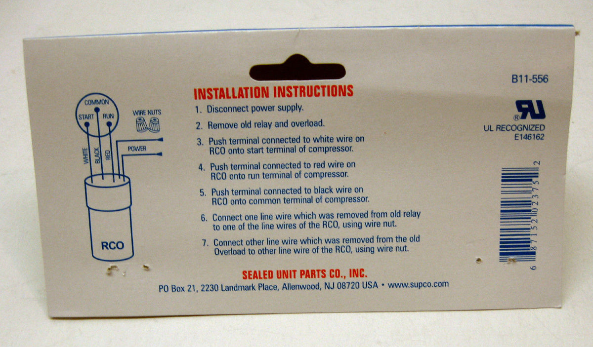 RC0410 SUPCO Refrigerator Relay Overload Start Run Capacitor 1/4 1/3 HP 3 n' 1