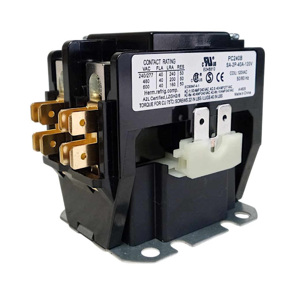 C240B Double Two 2 Pole 40 Amp 120 Volts A/C Contactor