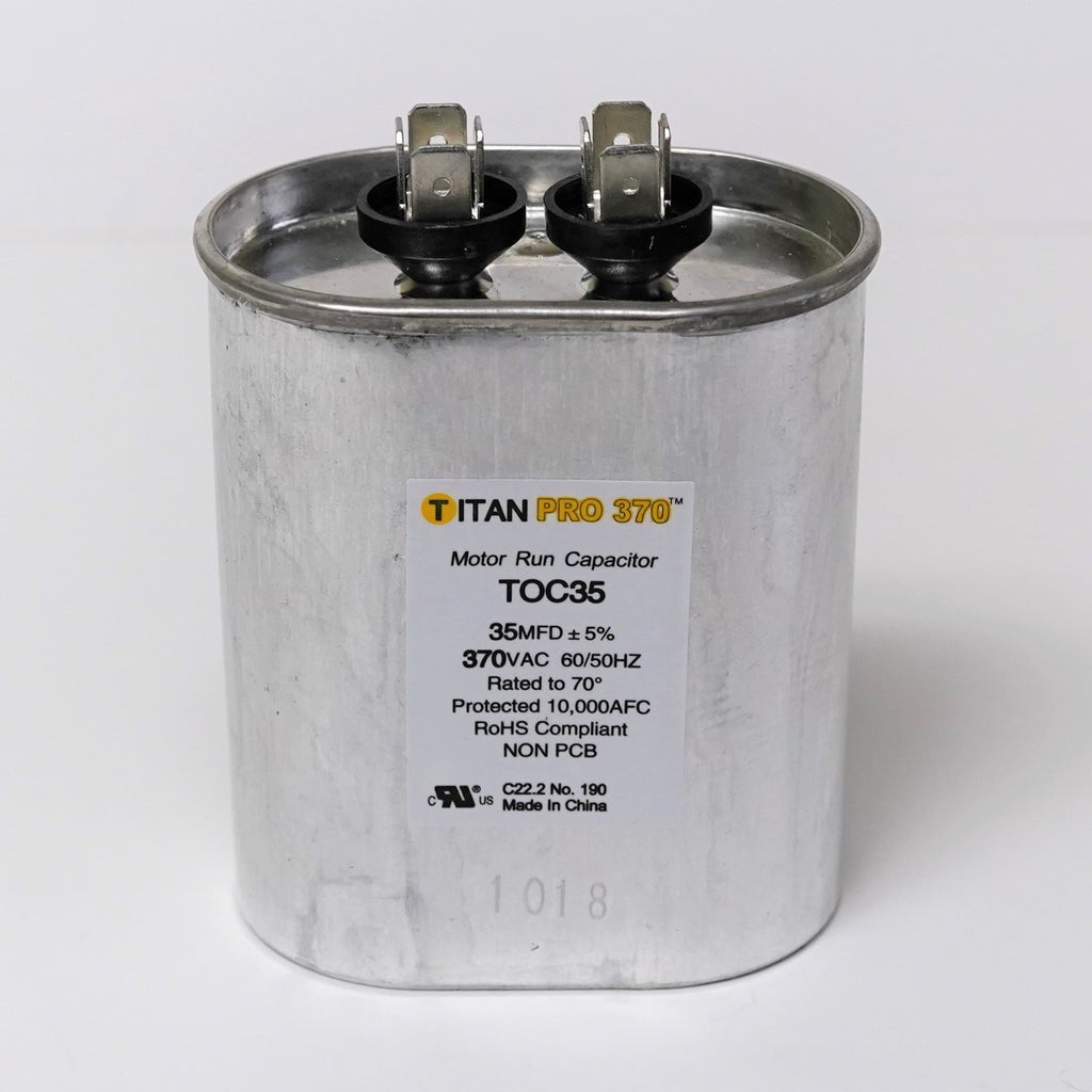 TitanPro TOC35 HVAC Oval Motor Run Capacitor 35 MFD/UF 370 Volts