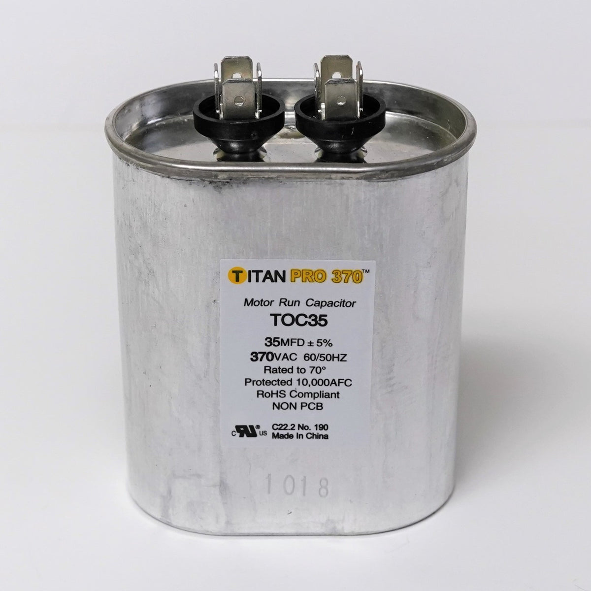 TitanPro TOC35 HVAC Oval Motor Run Capacitor 35 MFD/UF 370 Volts