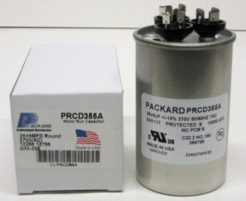 TitanHD PRCD355A American-Made HVAC Round Motor Run Dual Capacitor 35/5 MFD/UF