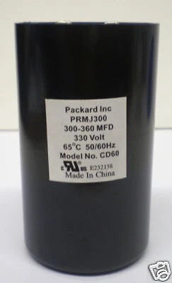 Packard PRMJ300 Motor Start Capacitor. 300-360 MFD UF / 330 VAC