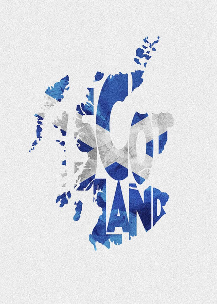 Scotland Typographic Map Flag - Poster | Canvas Wall Art Print