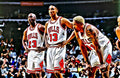 Scottie Pippen With Michael Jordan And Dennis Rodman - Poster | Canvas Wall Art Print