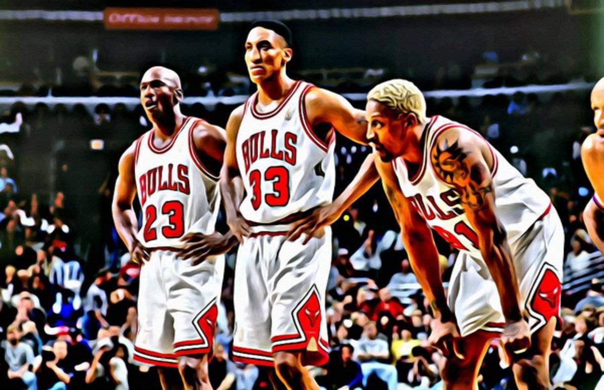 Scottie Pippen With Michael Jordan And Dennis Rodman - Poster | Canvas Wall Art Print