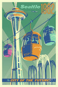 Seattle- Space Needle Vintage Style - Poster | Canvas Wall Art Print